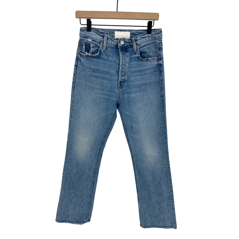 Mother Jeans Womens 28 Blue The Tripper Flood Fray Distressed High Rise Denim